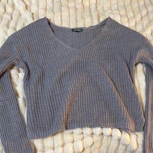 Wild Fable Gray Ribbed Knit Top